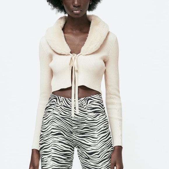 Zara Sweaters - NWT! Zara Faux Fur Knit Cardigan